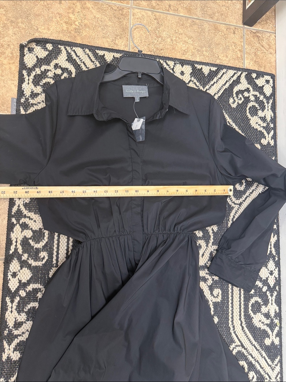 Anthropologie Sunday in Brooklyn Classic Black  cut our Shirt Dress large - Picture 12 of 13